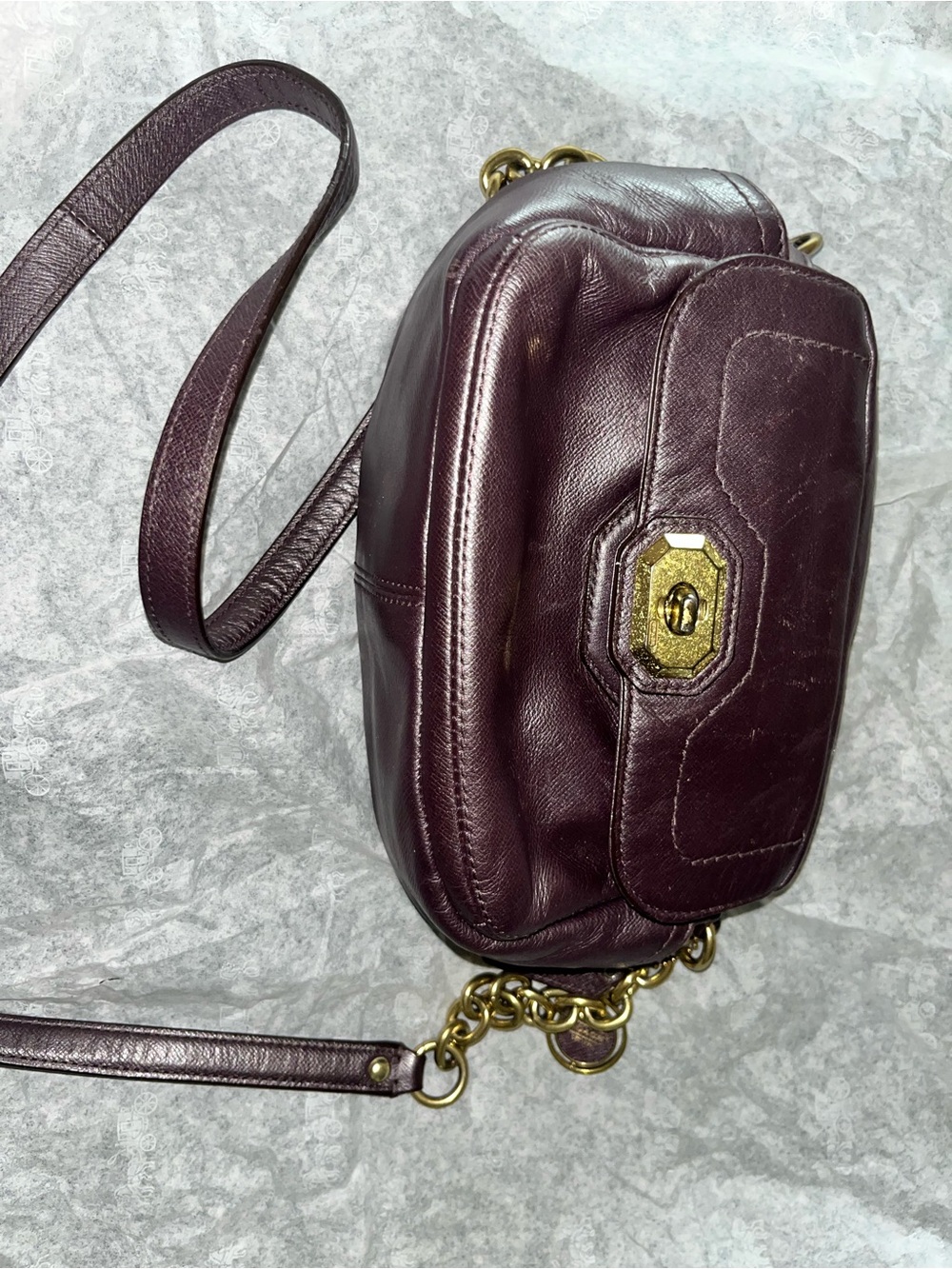 Coach Plum Leather Crossbody with Gold-Tone Hardware